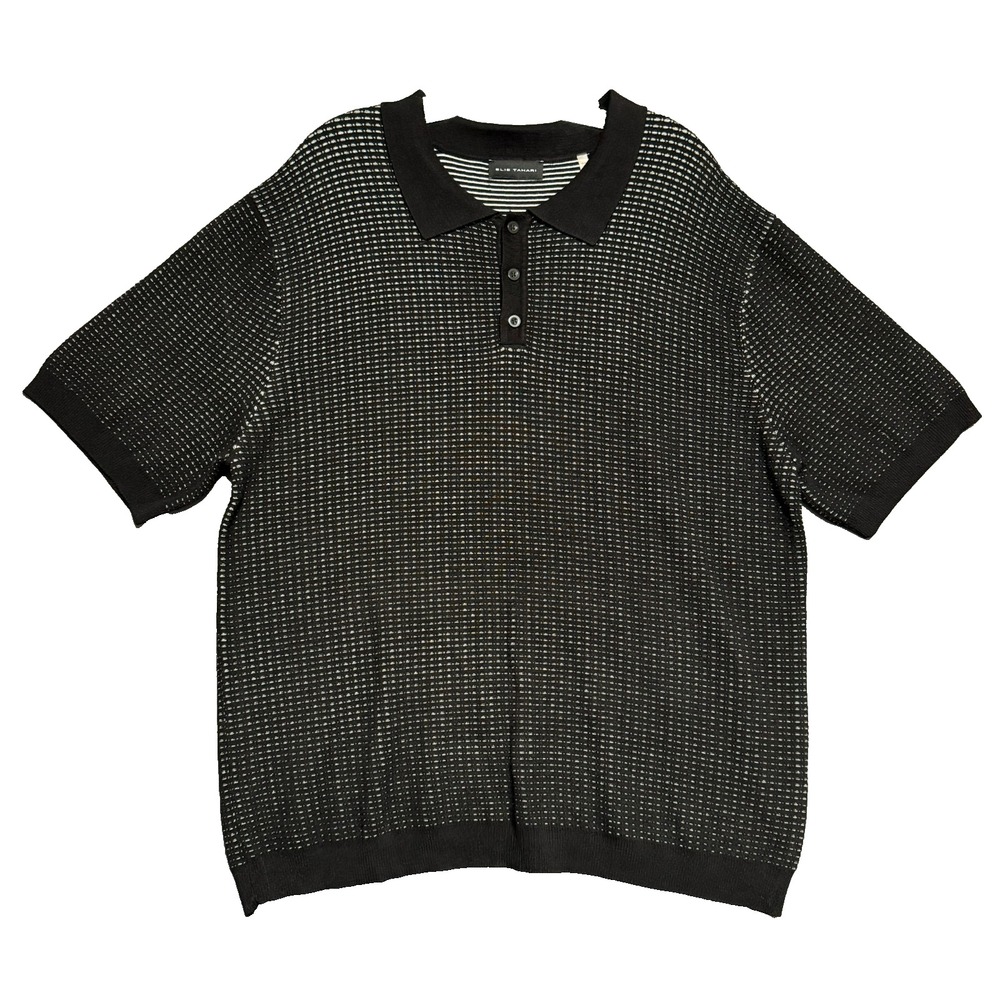 Elie Tahari Polo Shirt Mens XL Striped Knit Quiet Luxury Old Money Smart Casual